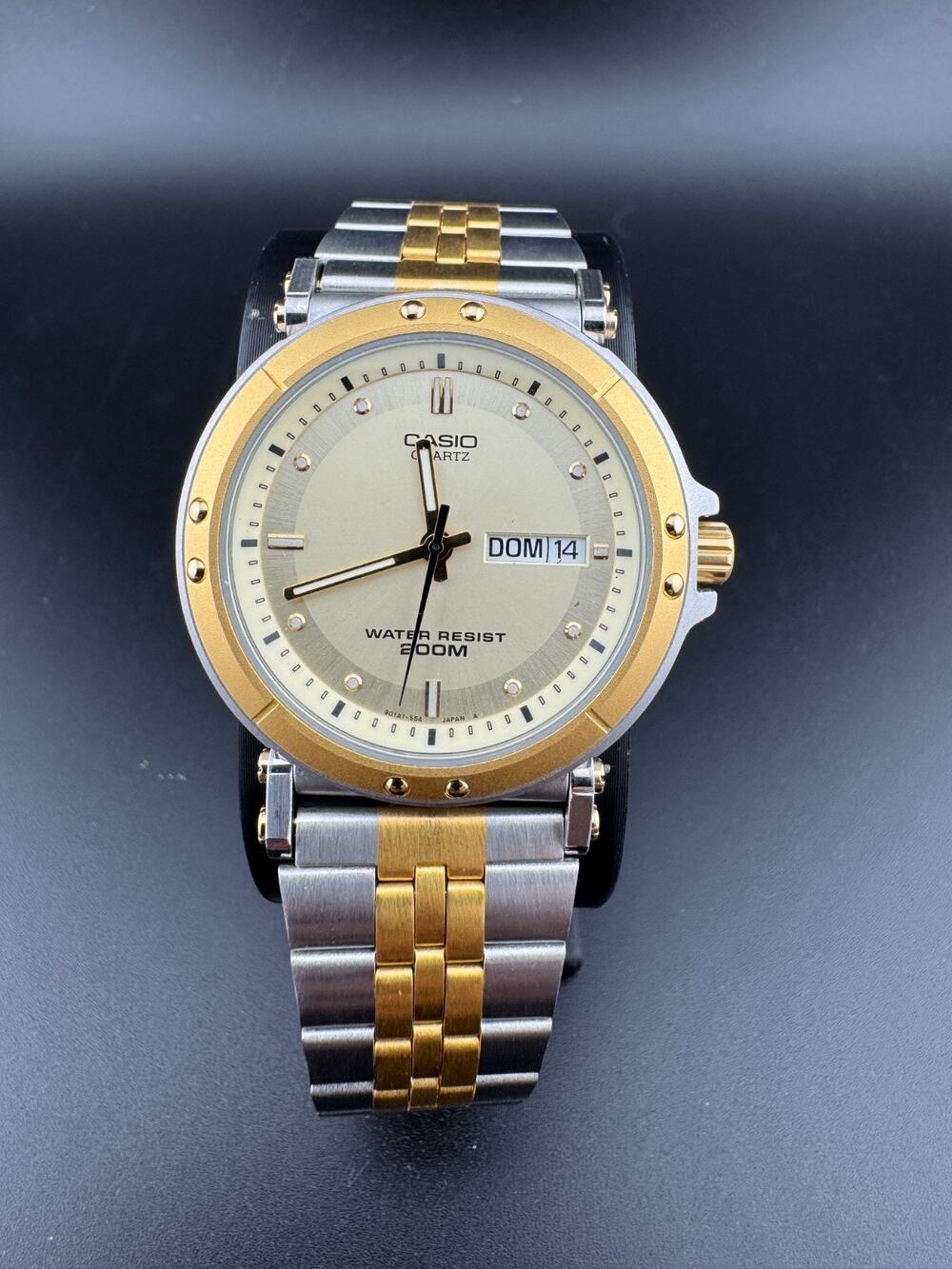 Casio Quartz Two Tone Watch Day Date 200M Mens